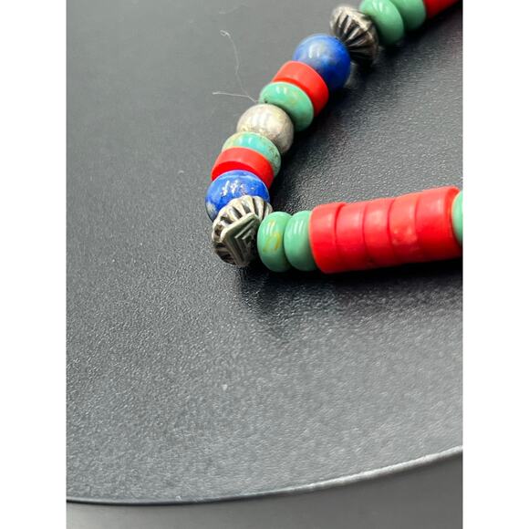 * Silpada B1084 Sterling Silver Lapis Red Bamboo Turquoise Beaded Bracelet 2004 - Picture 4 of 7